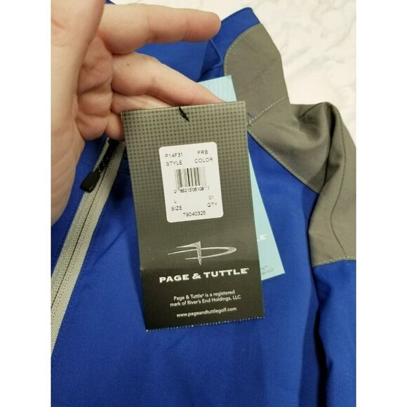 Page & Tuttle Mens Blue/Gray Windproof Golf Pullover - Free Swing Technology Wat - Picture 11 of 16